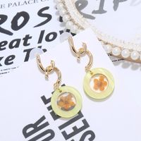 Vintage Exaggerated Acrylic Matte Gold Earrings Nhkq156483 main image 3