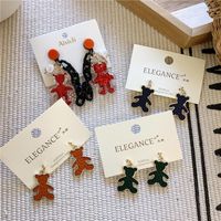 Fashion Alloy Inlay Pu Leather Bear Earrings Nhyq156548 main image 1