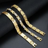 Fashion Titanium Steel Plated 18k Gold Bracelet Nhln156600 main image 4