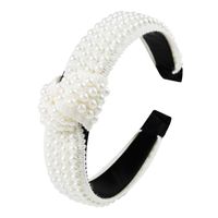 Hand-knit Wide-necked Pearl Headband Nhln156666 main image 8