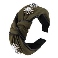 Fashion Cloth With Rhinestone Pearl Leather Wide Headband Nhln156668 main image 4