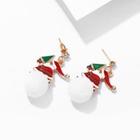 Creative Snowball Drop Oil Alloy Christmas Snowman Earrings Nhpj156811 main image 3