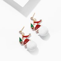 Creative Snowball Drop Oil Alloy Christmas Snowman Earrings Nhpj156811 main image 4