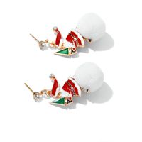 Creative Snowball Drop Oil Alloy Christmas Snowman Earrings Nhpj156811 main image 5
