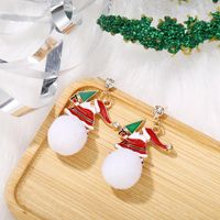 Creative Snowball Drop Oil Alloy Christmas Snowman Earrings Nhpj156811 main image 6