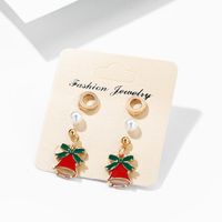 Fashion Pearl Christmas Bell Stud Earrings Set 2 Pares Nhpj156814 main image 4