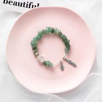Japanische Und Koreanische Farbe Unregelmäßiges Stein Blatt Armband Damen Mode Persönlichkeit Ethnischer Stil Retro Feder Perlen Schmuck main image 8