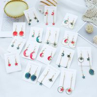 Ocean Blue Ins Wind Moon Cosmic Earrings Nhsd156850 main image 1