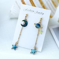 Ocean Blue Ins Wind Moon Cosmic Earrings Nhsd156850 main image 7