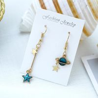 Japonais Et Coréen Belle Fantaisie Boucles D'oreilles Ocean Bleu Ins Style Lune Univers Boucles D'oreilles Femmes De Longue Asymétrique Internet Influenceur Boucles Boucles D'oreilles main image 11