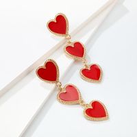 Simple Drop Oil Red Heart Earrings Nhgy156889 main image 3