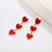 Simple Drop Oil Red Heart Earrings Nhgy156889 main image 4