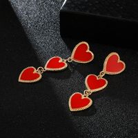 Simple Drop Oil Red Heart Earrings Nhgy156889 main image 5