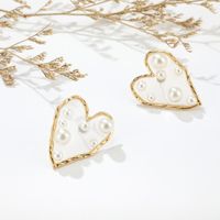 Transparent Size Pearl Heart Shaped Stud Earrings Nhgy156895 main image 3