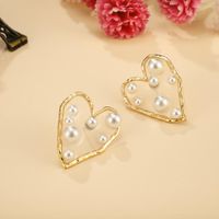 Transparent Size Pearl Heart Shaped Stud Earrings Nhgy156895 main image 4