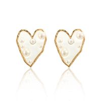 Transparent Size Pearl Heart Shaped Stud Earrings Nhgy156895 main image 6