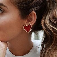 Drip Red Heart-shaped Stud Earrings Nhgy156905 main image 1