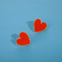 Drip Red Heart-shaped Stud Earrings Nhgy156905 main image 4