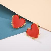 Drip Red Heart-shaped Stud Earrings Nhgy156905 main image 5