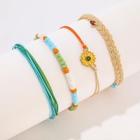 Wax Rope Weave Sun Flower Bracelet Set Nhgy156922 main image 5