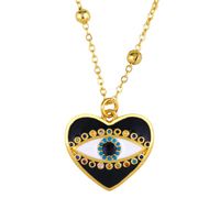Fashion Copper Inlay Zircon Eye Heart Drop Pendant Necklace Nhas156968 main image 3