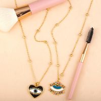 Fashion Copper Inlay Zircon Eye Heart Drop Pendant Necklace Nhas156968 main image 6