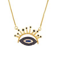 Fashion Copper Inlay Zircon Blue Eye Necklace Nhas156970 main image 3