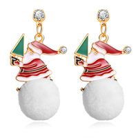 Creative Snowball Drop Oil Alloy Christmas Snowman Earrings Nhpj156811 sku image 1