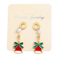 Fashion Pearl Christmas Bell Stud Earrings Set 2 Pares Nhpj156814 sku image 1