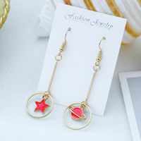 Japonais Et Coréen Belle Fantaisie Boucles D'oreilles Ocean Bleu Ins Style Lune Univers Boucles D'oreilles Femmes De Longue Asymétrique Internet Influenceur Boucles Boucles D'oreilles sku image 4