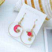 Japonais Et Coréen Belle Fantaisie Boucles D'oreilles Ocean Bleu Ins Style Lune Univers Boucles D'oreilles Femmes De Longue Asymétrique Internet Influenceur Boucles Boucles D'oreilles sku image 6