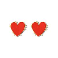 Drip Red Heart-shaped Stud Earrings Nhgy156905 sku image 1