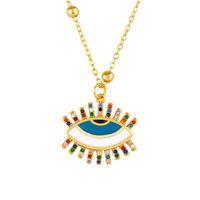 Fashion Copper Inlay Zircon Eye Heart Drop Pendant Necklace Nhas156968 sku image 1