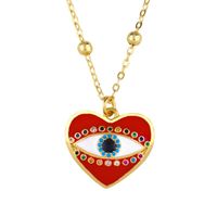 Simple Heart-shaped Copper Inlay Zircon Drop Pendant Necklace Nhas156969 sku image 2