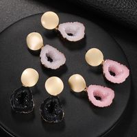 Irregular Hollowed Out Natural Crystal Stone Earrings Nhpf157137 main image 5