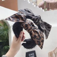 Leopard Wool Pu Imitation Leather Bow Headband Nhsm157179 main image 4
