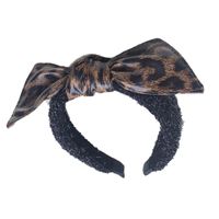 Leopard Wool Pu Imitation Leather Bow Headband Nhsm157179 main image 6