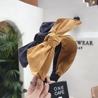 New Cotton Linen Art Solid Color Bow Wide Headband Nhsm157185 main image 1