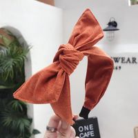 New Cotton Linen Art Solid Color Bow Wide Headband Nhsm157185 main image 4