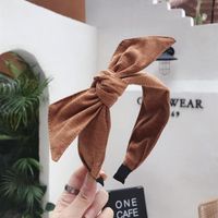 New Cotton Linen Art Solid Color Bow Wide Headband Nhsm157185 main image 8