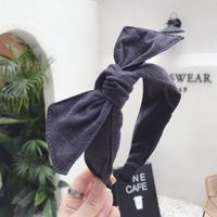 New Cotton Linen Art Solid Color Bow Wide Headband Nhsm157185 main image 10