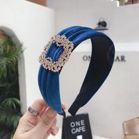 Koreanische Neue Qualität Großhandel Haarschmuck Koreanische Version Des Einfachen Temperaments Diamant Super Blitz Gold Samt Breit Krempigen Stirnband Stirnband Frauen main image 11