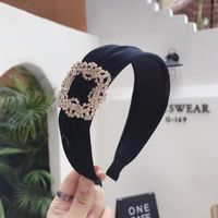 Koreanische Neue Qualität Großhandel Haarschmuck Koreanische Version Des Einfachen Temperaments Diamant Super Blitz Gold Samt Breit Krempigen Stirnband Stirnband Frauen main image 15