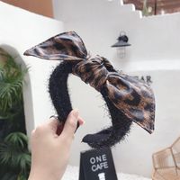 Leopard Wool Pu Imitation Leather Bow Headband Nhsm157179 sku image 3