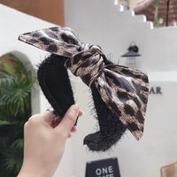 Leopard Wool Pu Imitation Leather Bow Headband Nhsm157179 sku image 4