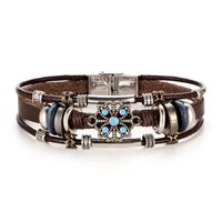 Vintage Punk Wind Floral Inlaid Turquoise Leather Bracelet Nhpj157233 main image 2