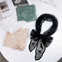 Lace Embroidered Triangle Scarf Solid Color Wavy Scarf Nhmn157357 main image 1