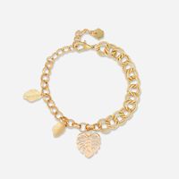 Korean Version Of The Creative Personality Fashion Asymmetric Geometric Leaves Alloy Bracelet main image 6