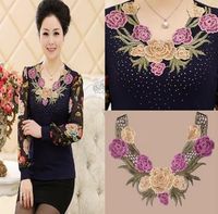 Color Embroidery Collar Flower Applique Lace Collar Diy Flower Collar Clothing main image 1