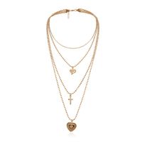 Geometric Multi-layer Temperament Item Female Round Bead Chain Heart-shaped Hollow Pendant Necklace main image 3